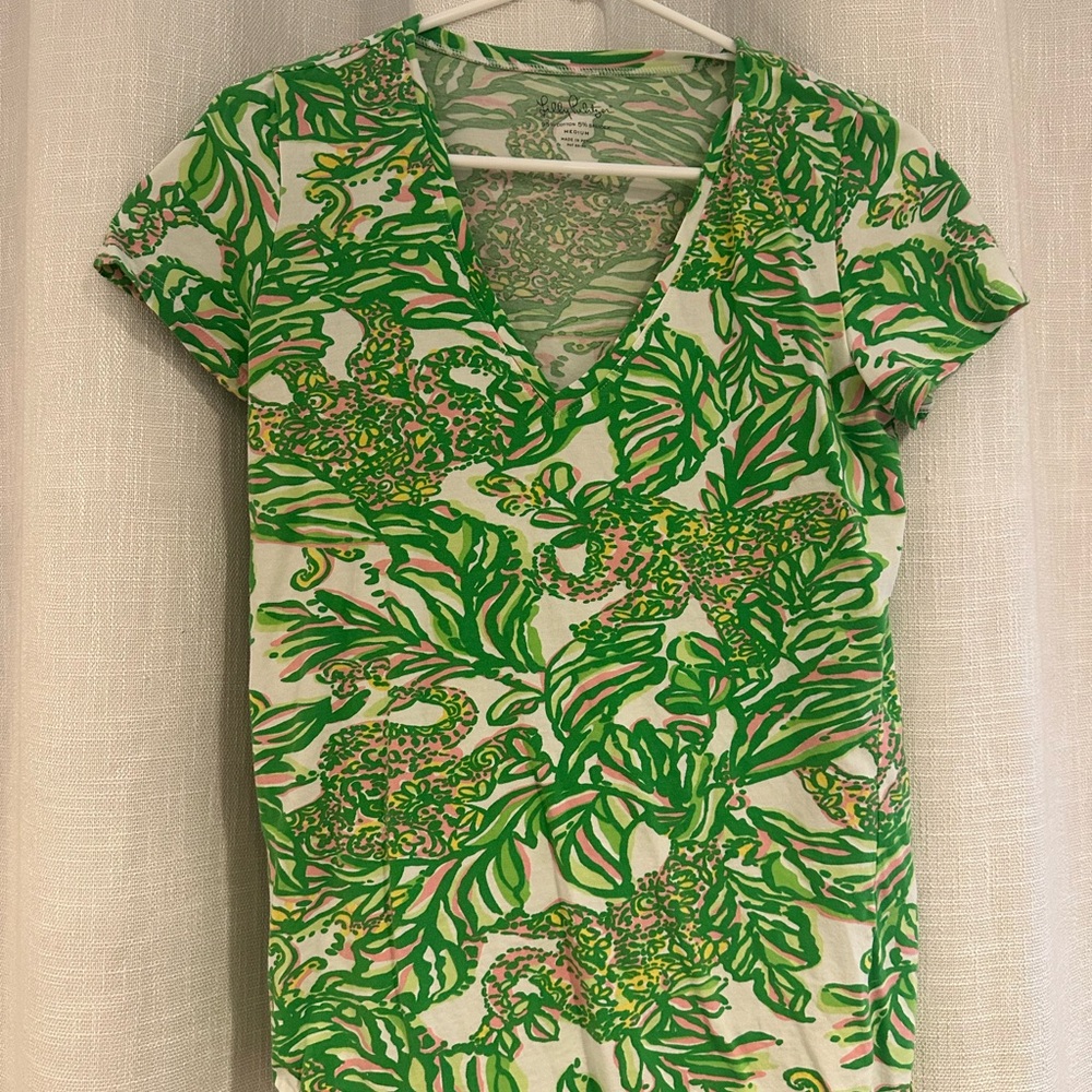 Lilly Pulitzer Green and Pink Patterned Top
